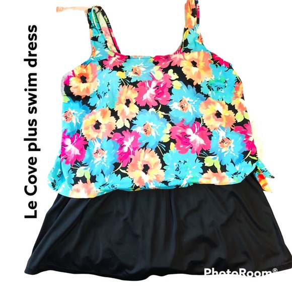 Le Cove Other - Le Cove one piece floral swim dress built in bra plus size swimwear wm 20W